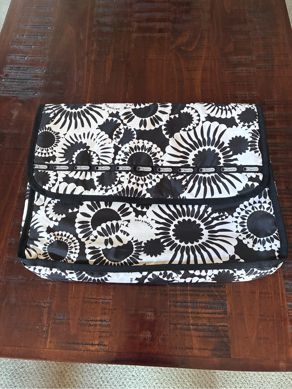 LeSportsac Black and White Floral Laptop Sleeve